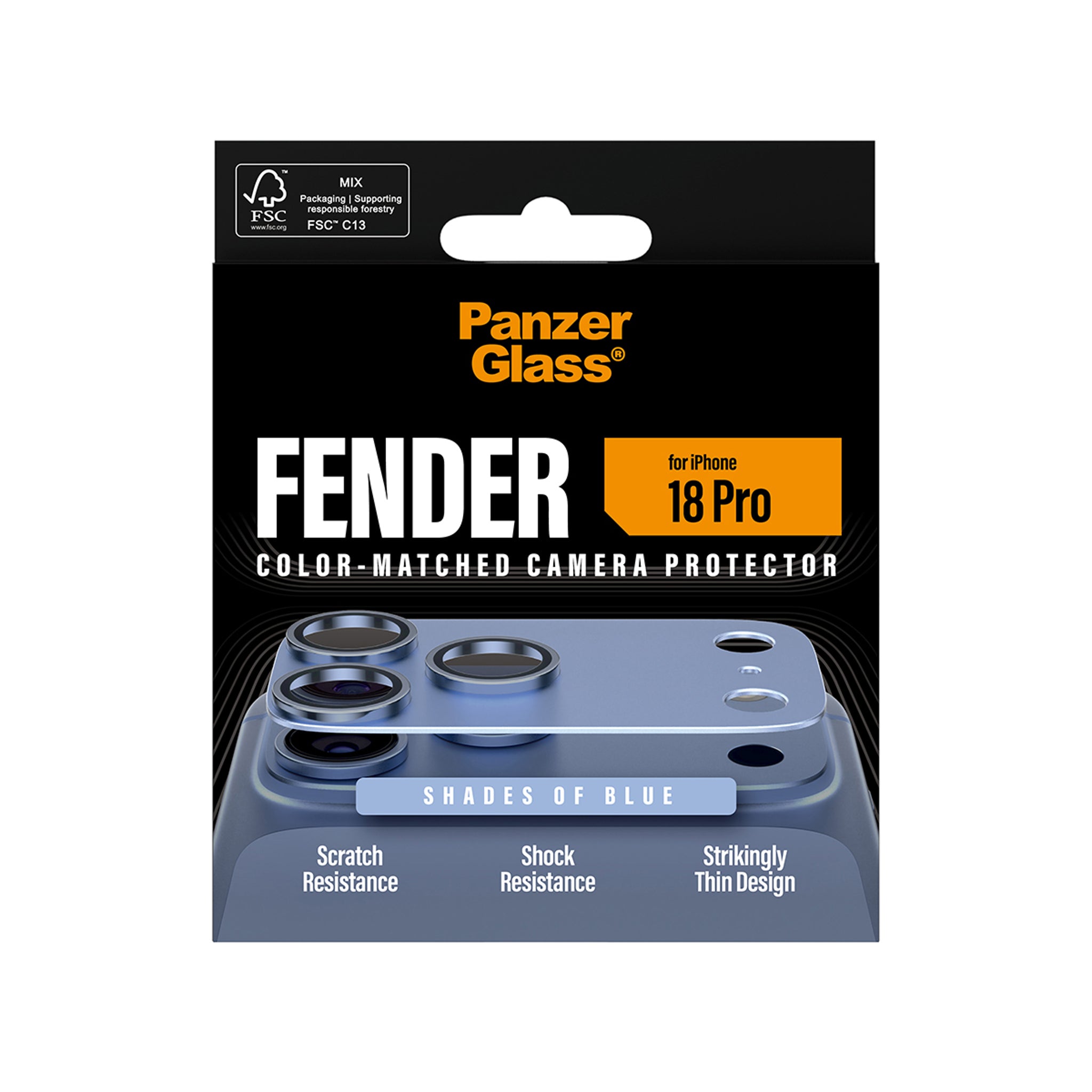 PanzerGlass® Fender Camera Lens Protector Shades of Blue iPhone 18 Pro